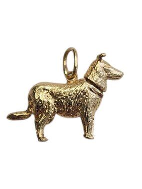 14K Yellow Gold Articulating German Shepard Dog Charm #26267